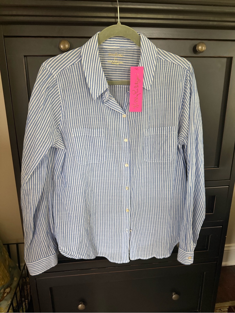 Lilly Pulitzer Blue & White Striped Button-Down Shirt
